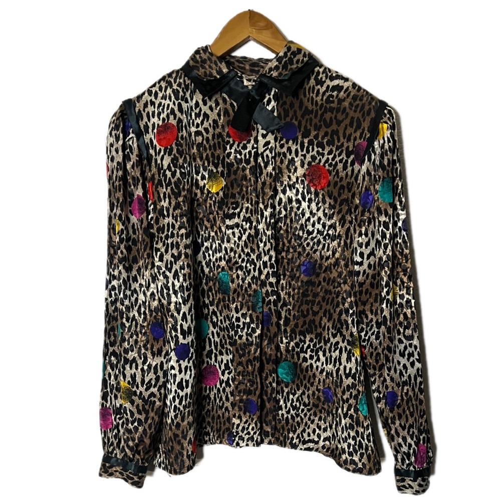 Nicola, Vintage leopard & polka-dot  button up top
